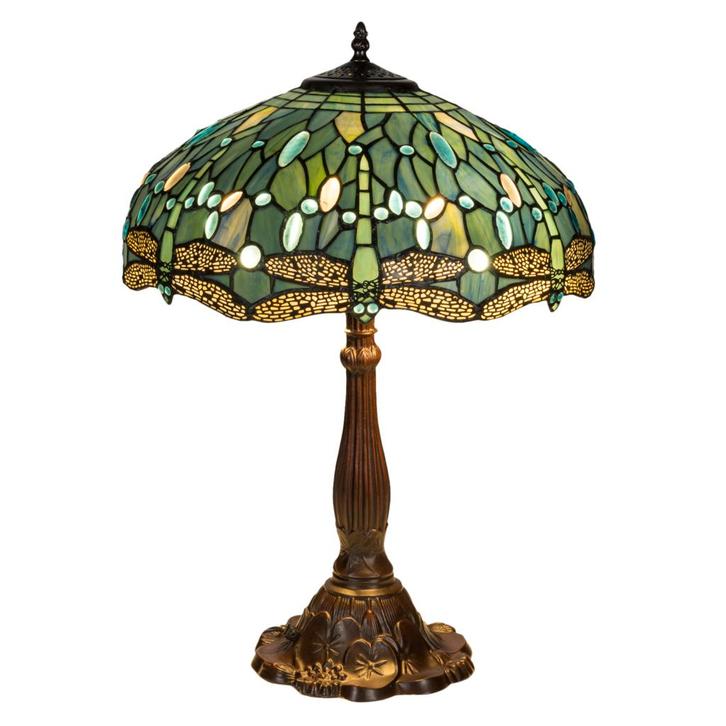 Tiffany tafellamp – Libellen &amp; Turquoise Accenten – Ø 40 ×, Huis en Inrichting, Lampen | Tafellampen, Verzenden