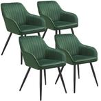 Stoel Marilyn, fluweeloptiek, gestikt - donkergroen/zwart, S, Huis en Inrichting, Stoelen, Verzenden, Nieuw
