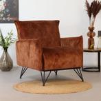 40% Korting: Velvet fauteuil Mika koper, Huis en Inrichting, Ophalen, Zo goed als nieuw, Velvet chique, Modern