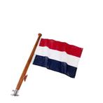 Teak Houten Vlaggenstok 60 cm Compleet met Houder en Nederla, Diversen, Vlaggen en Wimpels, Ophalen of Verzenden, Nieuw