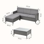 Tuinset rattan 3-delig tafel en 3-zitsbank donkergrijs licht, Tuin en Terras, Verzenden, Nieuw
