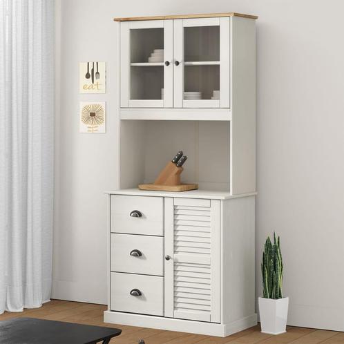 vidaXL Opzetkast VIGO 78x30x100 cm massief grenenhout wit, Huis en Inrichting, Kasten | Buffetkasten, 25 tot 50 cm, Nieuw, Grenenhout