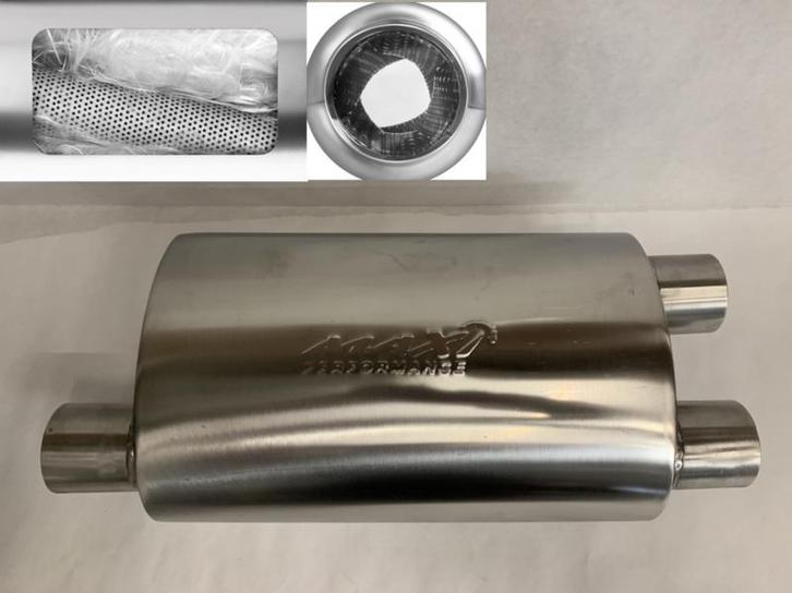 MAX Spiral Straight Flo Performance rvs uitlaat demper 2,5, Auto-onderdelen, Overige Auto-onderdelen, Nieuw, Ophalen of Verzenden