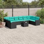 vidaXL 11-delige Loungeset met kussens poly rattan zwart, Tuin en Terras, Tuinsets en Loungesets, Verzenden, Nieuw, Rotan, Loungeset