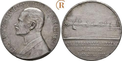 Zilver medaille auf das 26 Verbandsschießen 1913 Mainz St.., Postzegels en Munten, Penningen en Medailles, Verzenden