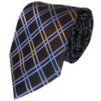 SALE!  Bruine stropdas EXTRA LANG met ruiten • Stropdassen, Bruin, Verzenden, Nieuw, Met patroon