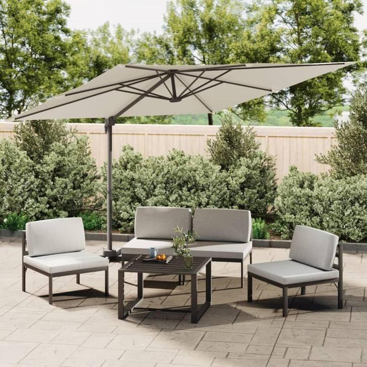 Zweefparasol 400x300 zandwit | Gebruikt | 64% Korting, Tuin en Terras, Parasols, 3 tot 4 meter, Nieuw, Zweefparasol, Ophalen of Verzenden