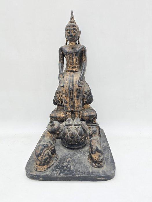 Buddha 22 cm Myanmar - hout - Myanmar - negentiende eeuw, Antiek en Kunst, Kunst | Niet-Westerse kunst