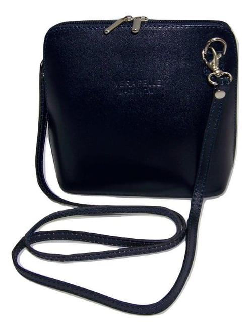 Donkerblauw Vera Pelle Italiaans leren schoudertasje (rits r, Sieraden, Tassen en Uiterlijk, Portemonnees, Nieuw, Verzenden