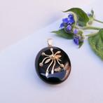Vintage gouden medaillon hanger met onyx (vintage hanger), Ophalen of Verzenden, Gebruikt, Goud, Overige merken