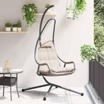 vidaXL Hangstoel met Onderstel en Kussen in Taupe, Tuin en Terras, Verzenden, Nieuw, Metaal