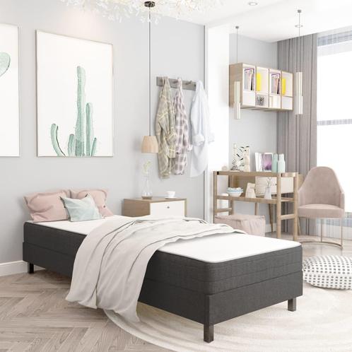 vidaXL Boxspring stof donkergrijs 100x200 cm, Huis en Inrichting, Slaapkamer | Bedden, 100 cm, 200 cm, Grijs, Eenpersoons, Nieuw