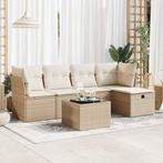 vidaXL 6-delige Loungeset met kussens poly rattan beige, 5 zitplaatsen, Nieuw, Loungeset, Verzenden