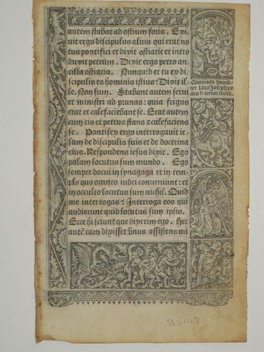 Vostre - Leaf from a book of hours, printed on vellum - 1502, Antiek en Kunst, Antiek | Boeken en Bijbels