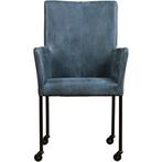 Leren eetkamerstoel Comfort met wieltjes en armleuning, Huis en Inrichting, Stoelen, Overige kleuren, Nieuw, Leer, Ophalen of Verzenden