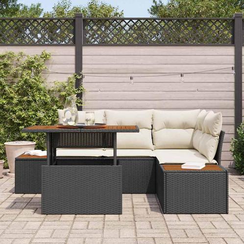 vidaXL Tuin Sofa Set met opslag 5 pcs Zwart Poly riet, Tuin en Terras, Tuinsets en Loungesets, Nieuw, Rotan, Verzenden