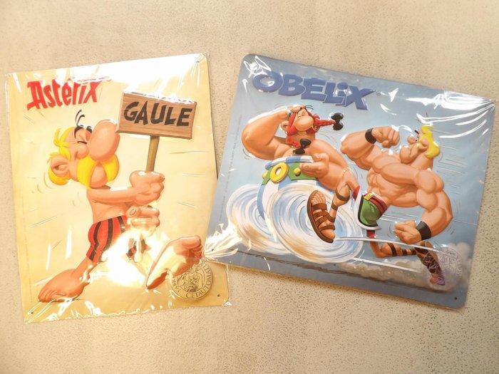 Asterix en Obelix lot van 2x blikken strip wand bordjes -, Boeken, Stripboeken