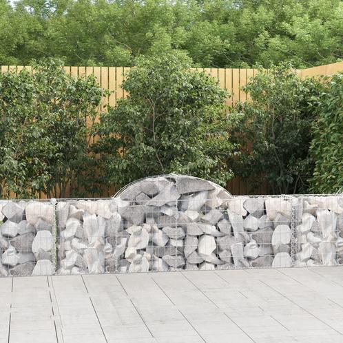 vidaXL Schanskorf gewelfd 200x30x60/80 cm gegalvaniseerd, Tuin en Terras, Bloembakken en Plantenbakken, 100 cm of meer, Nieuw