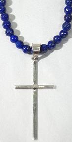 NATUURLIJKE Lapis Lazuli en ZILVER 925 KRUIS - EERSTE
