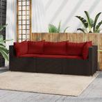 vidaXL 3-delige Loungeset met kussens poly rattan bruin, Verzenden, Nieuw, Rotan, Loungeset