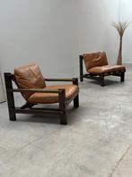 Carl Straub - Fauteuil (2) - Safari - Vurenhout, leer, Antiek en Kunst, Antiek | Meubels | Stoelen en Banken