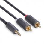 2 RCA male naar 3.5mm Audio Jack male kabel 2 Meter, Nieuw, Verzenden