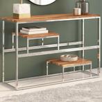 vidaXL Wandtafel roestvrij staal en massief acaciahout, Minder dan 50 cm, 50 tot 75 cm, Verzenden, Nieuw