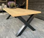 Stoere tuintafel van Lariks / Douglas met stalen onderstel, Ophalen of Verzenden, Nieuw, Rechthoekig