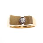 18 Krt. Gouden fantasie ring met diamant 0,15 ct. (uniek), Sieraden, Tassen en Uiterlijk, Ringen, Gebruikt, Overige kleuren, 19 tot 20