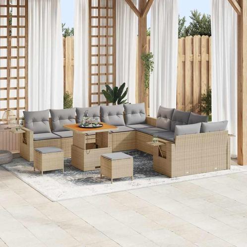 vidaXL Tuin Sofa Set 13 pcs Beige poly rattan, Tuin en Terras, Tuinsets en Loungesets, Nieuw, Verzenden