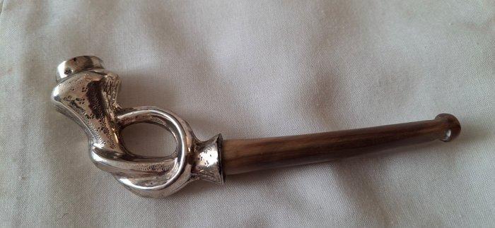 Antiek Hollands Zilveren Burgemeester Pijpje met hoornen, Antiek en Kunst, Antiek | Goud en Zilver