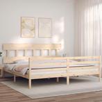 vidaXL Bedframe met hoofdbord massief hout, Huis en Inrichting, Slaapkamer | Bedden, Bruin, Verzenden, Hout, Nieuw