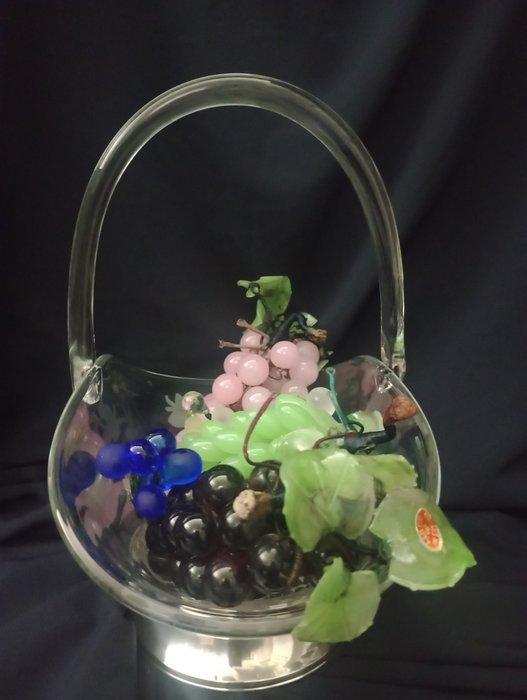 Fruitmand - Cristallo en Argento 800 - trossen druiven, Antiek en Kunst, Antiek | Goud en Zilver