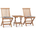 vidaXL 3-delige Tuinset inklapbaar met kussen massief, Tuin en Terras, Tuinsets en Loungesets, 2 zitplaatsen, Verzenden, Teakhout