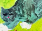 Walasse Ting - Gatto Fondo Verde, Antiek en Kunst