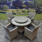 Capri Riccione dining tuinset 110 cm rond 6-delig grijs, Tuin en Terras, Tuinsets en Loungesets, Ophalen of Verzenden, Nieuw, Wicker