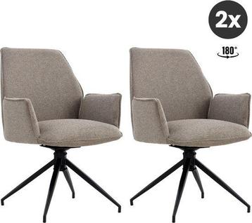 2dekans | Jill Eetkamerstoelen - Modern - Linnen Taupe (Set beschikbaar voor biedingen