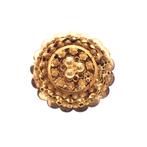 Vintage/antiek gouden ronde broche van filigrain techniek, Ophalen of Verzenden, Gebruikt, Overige kleuren, Goud