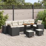 vidaXL 10-delige tuinset met kussens zwart van poly rattan, Tuin en Terras, Verzenden, Nieuw, Rotan, Tuinset
