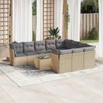 vidaXL 11-delige Tuinset met kussens poly rattan beige, Verzenden, Nieuw, Rotan, Tuinset