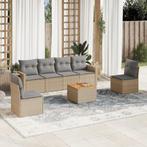 vidaXL 7-delige Loungeset met kussens poly rattan beige, Verzenden, Nieuw, Rotan, Loungeset