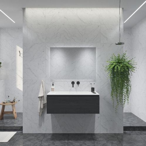Badkamermeubelset Gliss Eros 90 cm Met Wastafel Zwart Eiken, Doe-het-zelf en Verbouw, Sanitair, Bad, Nieuw, Ophalen of Verzenden