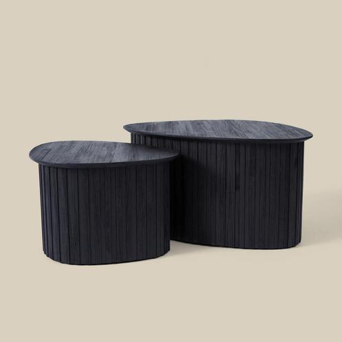 *WOONWINKEL* Salontafel Set Zwarte Latjes, Huis en Inrichting, Tafels | Salontafels, Nieuw, Verzenden