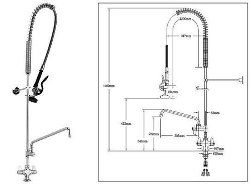 Horeca voorspoeldouche met tussenkraan - 117 cm hoog -, Zakelijke goederen, Horeca | Keukenapparatuur, Nieuw in verpakking, Verzenden