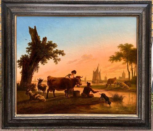 Frans Swagers (1756-1836) - Landschap met personen en vee -, Antiek en Kunst, Kunst | Schilderijen | Klassiek