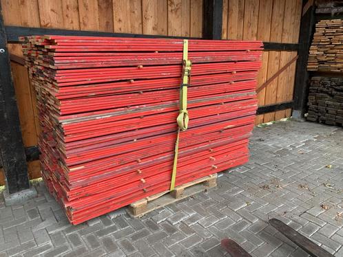Opruiming! pallet oude rode geverfd oude houten planken, Doe-het-zelf en Verbouw, Hout en Planken, Vuren, 200 tot 250 cm, Geïmpregneerd