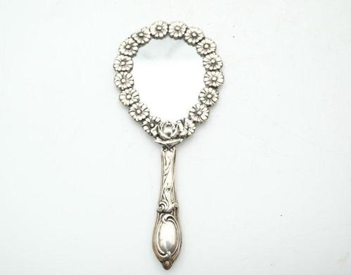 Handspiegel - .835 zilver - Bloemen., Antiek en Kunst, Antiek | Goud en Zilver