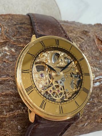 Skeleton mechanisch horloge – Handopwind | Goudkleurige kast beschikbaar voor biedingen