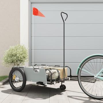 vidaXL Fietstrailer oxford stof en ijzer grijs en zwart beschikbaar voor biedingen