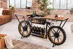 industrieele console MOTORCYCLE 185cm mangohout zwart, Ophalen of Verzenden, Nieuw